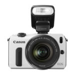 EOS M WHITE FRT w EF-M 18-55mm IS STM w SPEEDLITE 90EX EOS M WHITE FRT w EF-M 18-55mm IS STM w SPEEDLITE 90EX