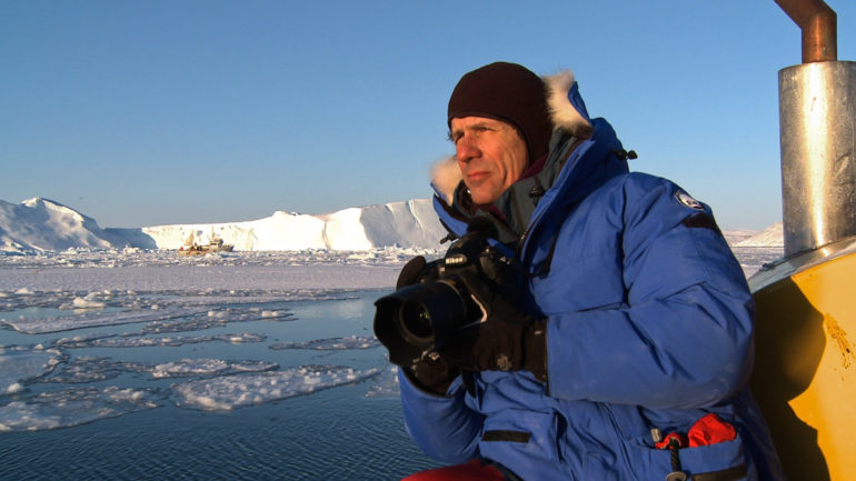 Photographer James Balog shoots in Ilulissat Bay, Greenland, March 2008.