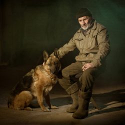 Sad Old Man With His Dog