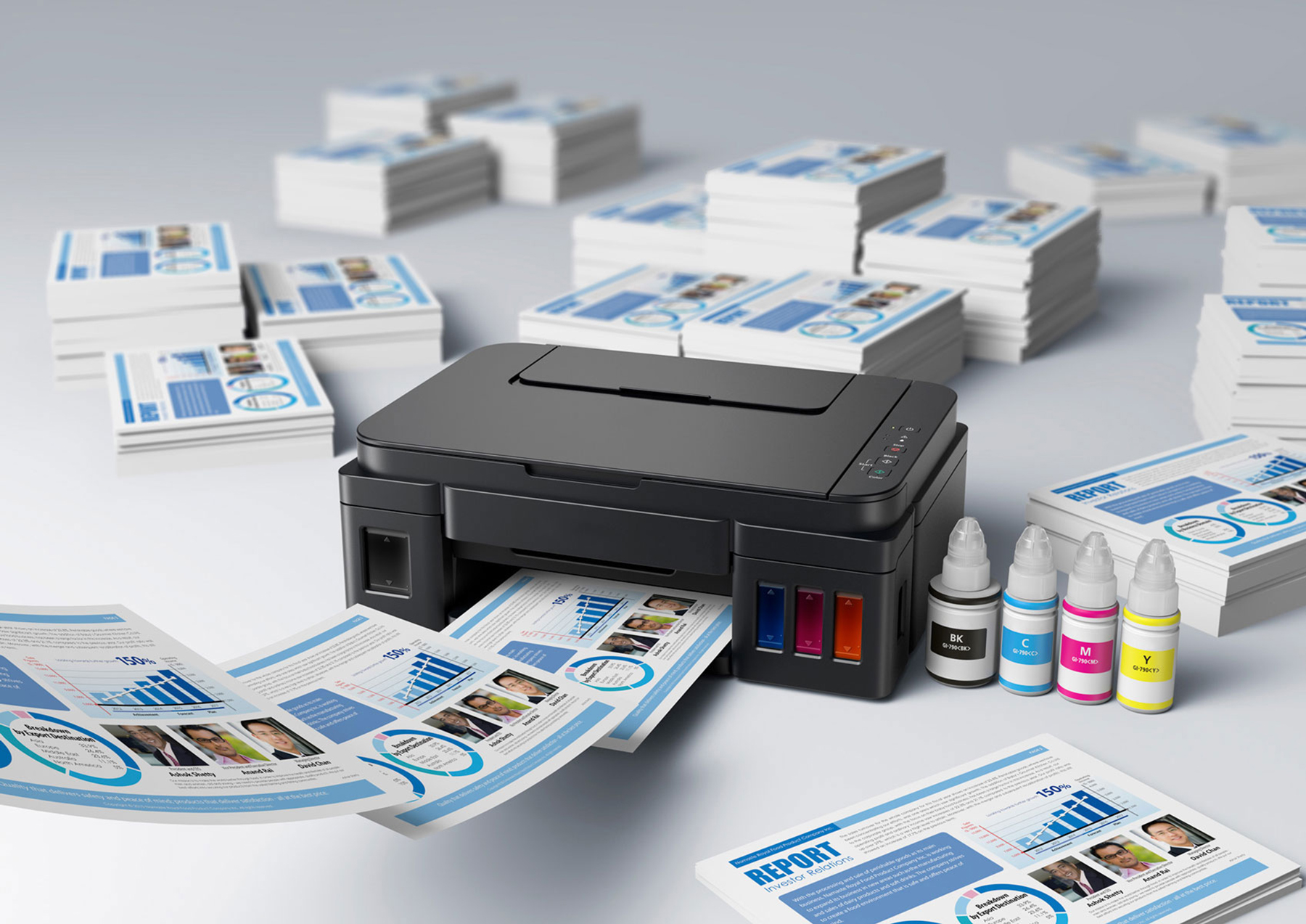 Принтер для распечатки документов. Canon PIXMA g3200. Sharp MX-238gt. Копирование и печать. Цветная печать.