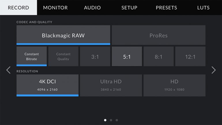 Blackmagic Pocket Cinema Camera 4K UI