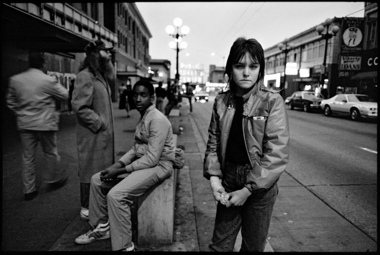 Erin Blackwell, known as “Tiny.” Pike Street, Seattle, 1983.