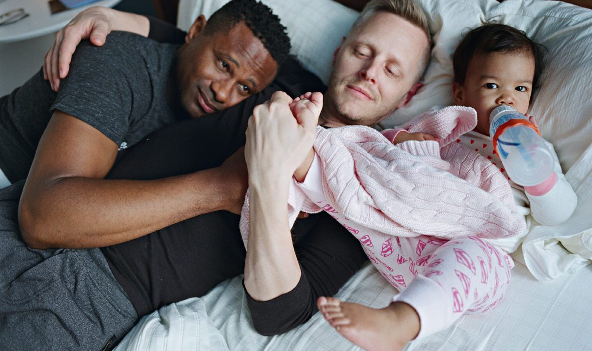 Harrison and Christopher with their daugther Genhi. Brooklyn, New York © Bart Heynen from 'Dads' published by powerHouse Books