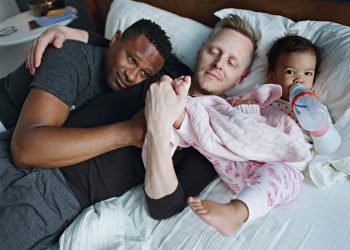 Harrison and Christopher with their daugther Genhi. Brooklyn, New York © Bart Heynen from 'Dads' published by powerHouse Books