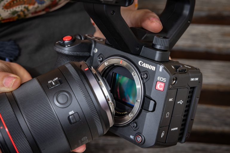 D227 Lifestyle mounting an RF lens, showing sensor