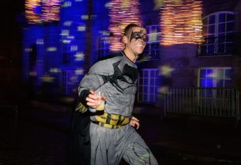 Batman drinking and running