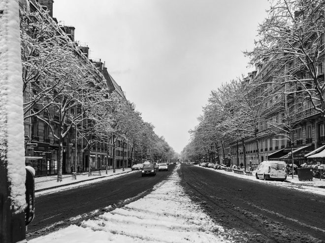 Boulevard de Courcelles sous la neige