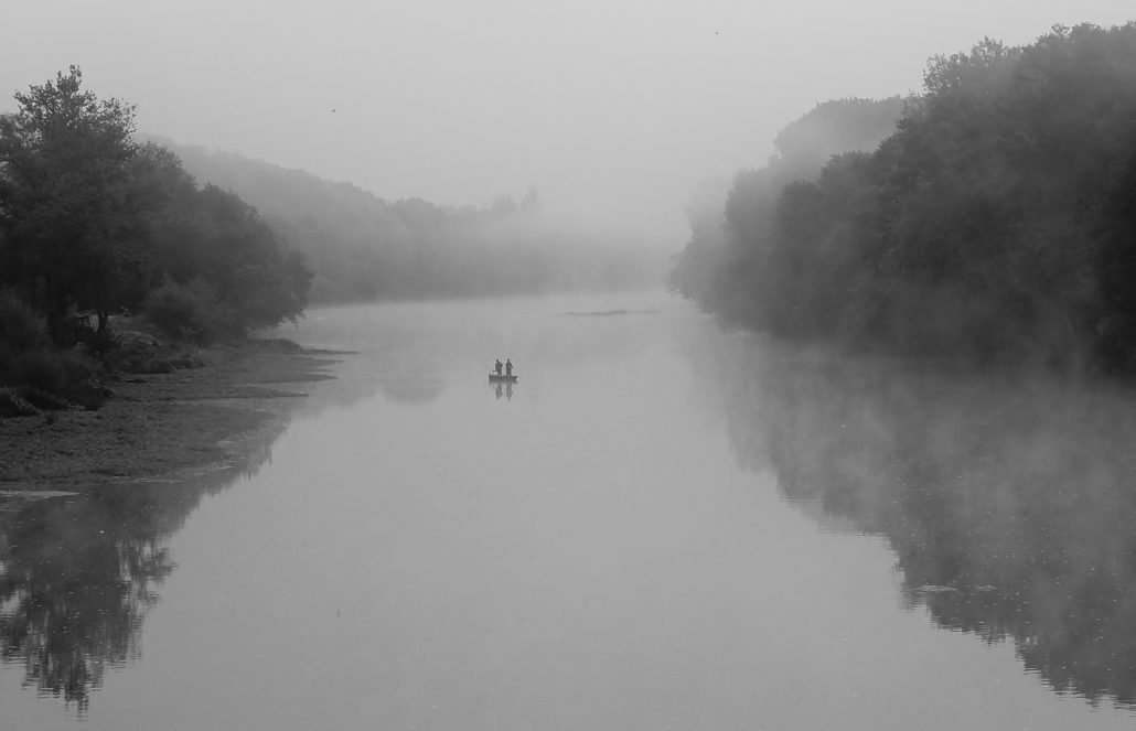 A fishing in the mist