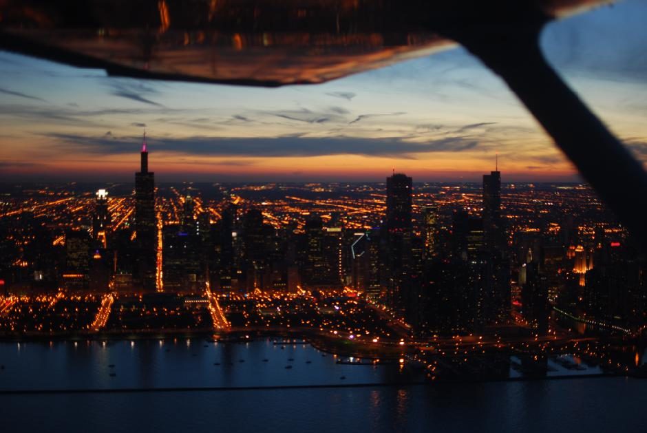La skyline, à Chicago, vue de haut.
