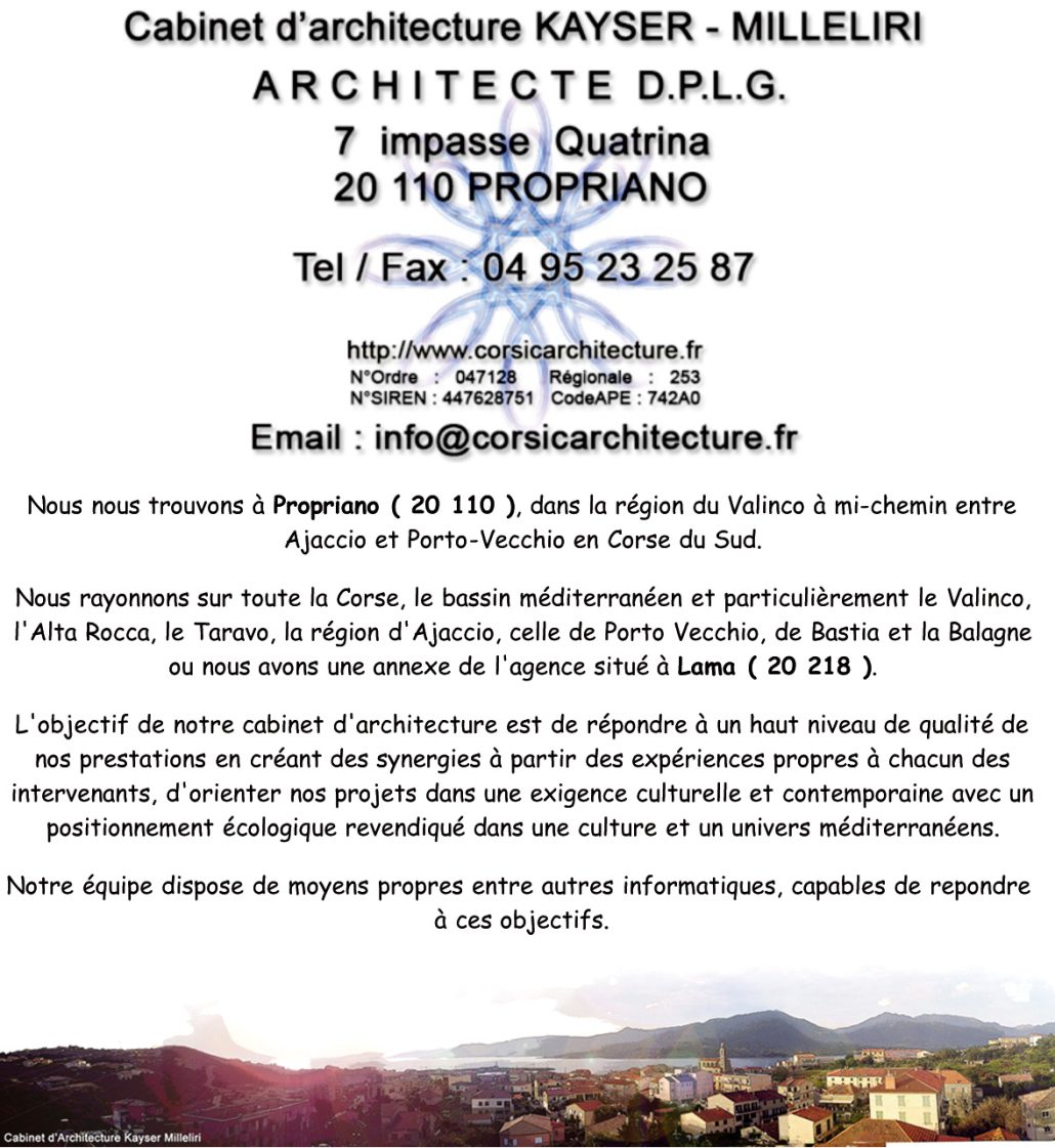 Cabinet d’Architecture Kayser milleliri, Architecte DPLG en Corse
