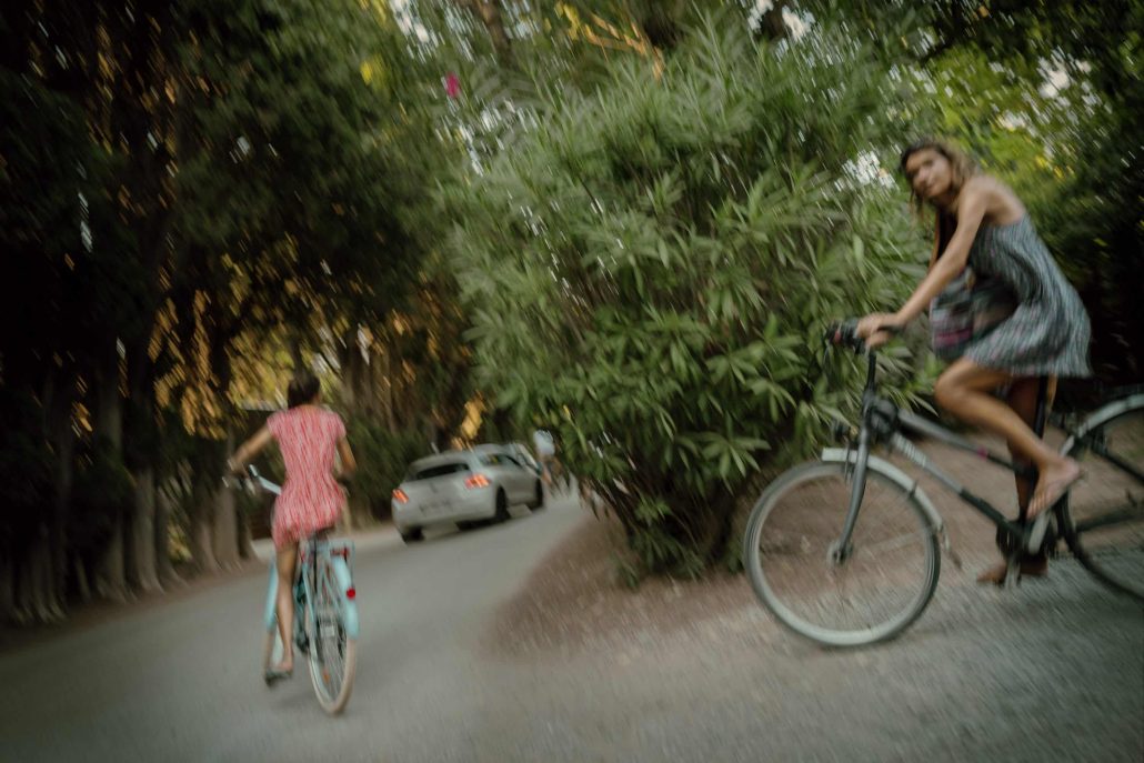 Bike through campsite