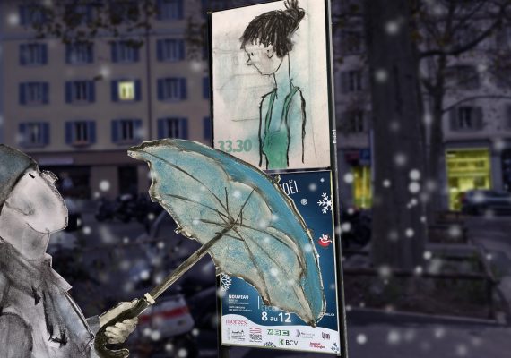 parapluie fille affiche